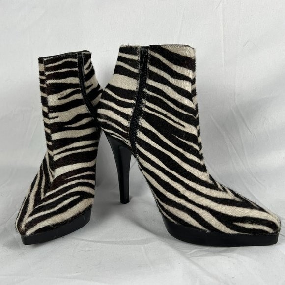 Steve Madden Survey Zebra Pony Hair Leather Pointed Toe Ankle Boots Size 8M‎ - Picture 2 of 6